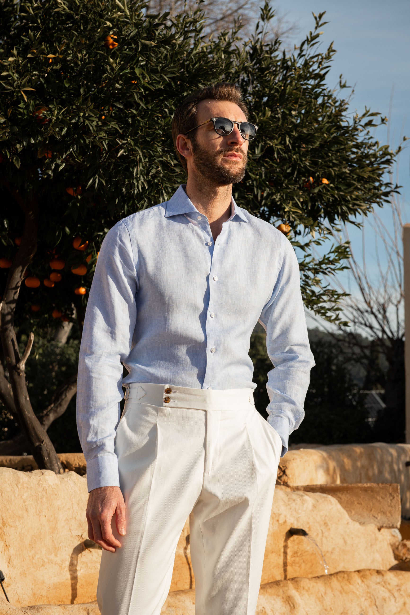 Light blue linen shirt - Made in Italy