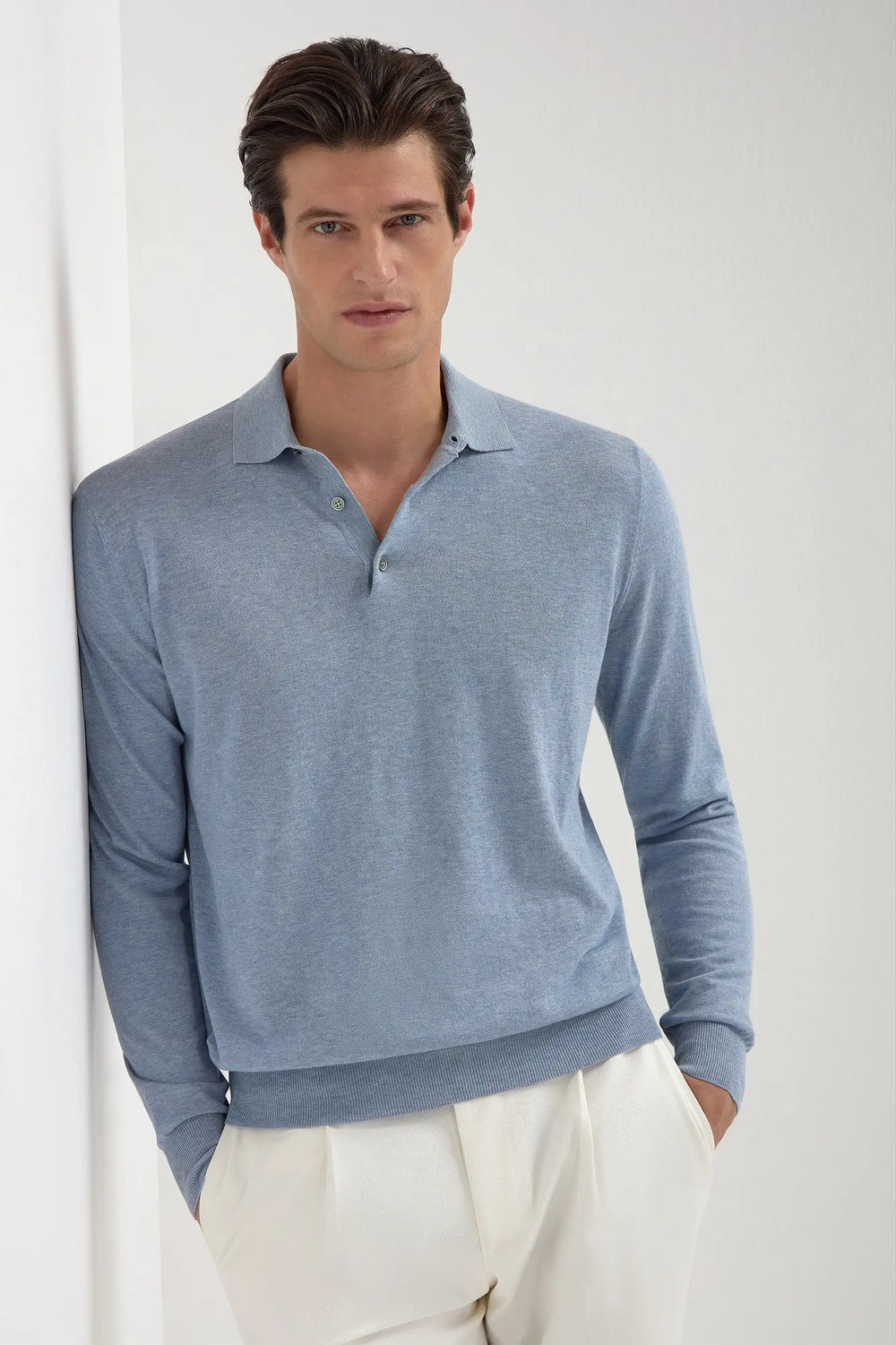 Light blue long sleeve polo - Made in Italy Light blue long sleeve polo - Made in Italy