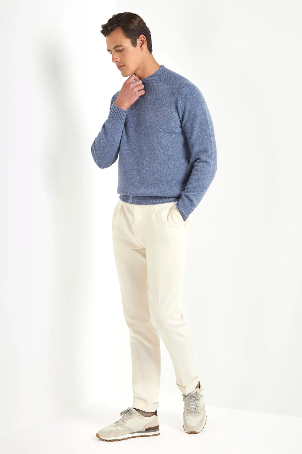 Light blue mock neck - Made in Italy