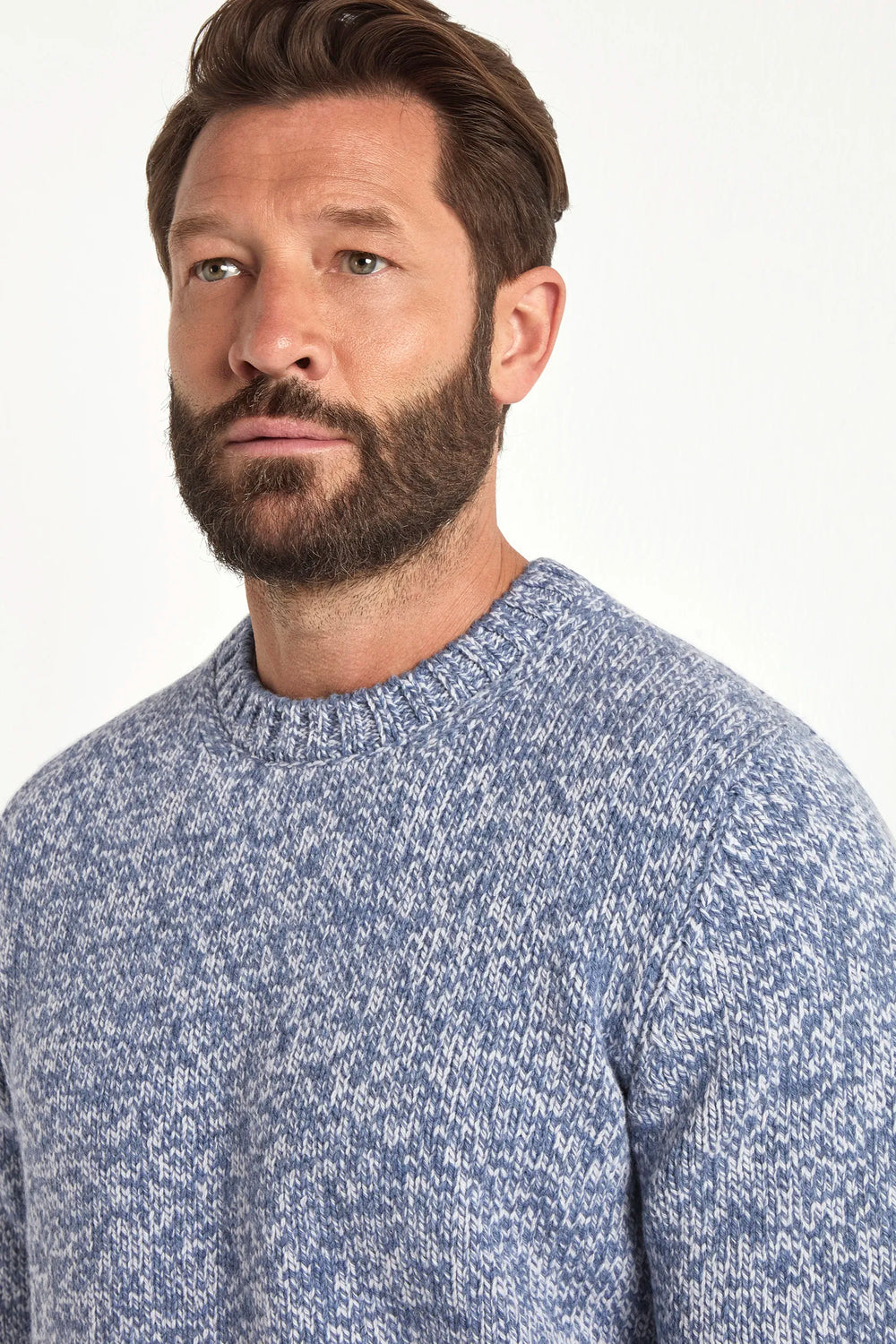 Light blue mouline round neck - Made in Italy