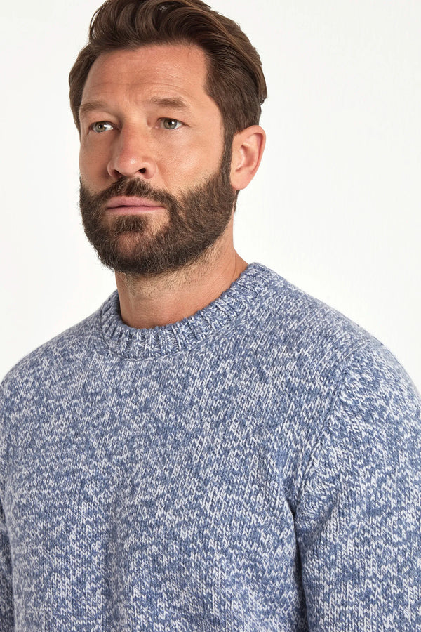 Light blue mouline round neck - Made in Italy