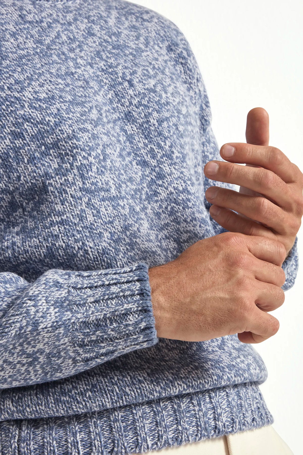 Col rond mouliné bleu clair - Made in Italy