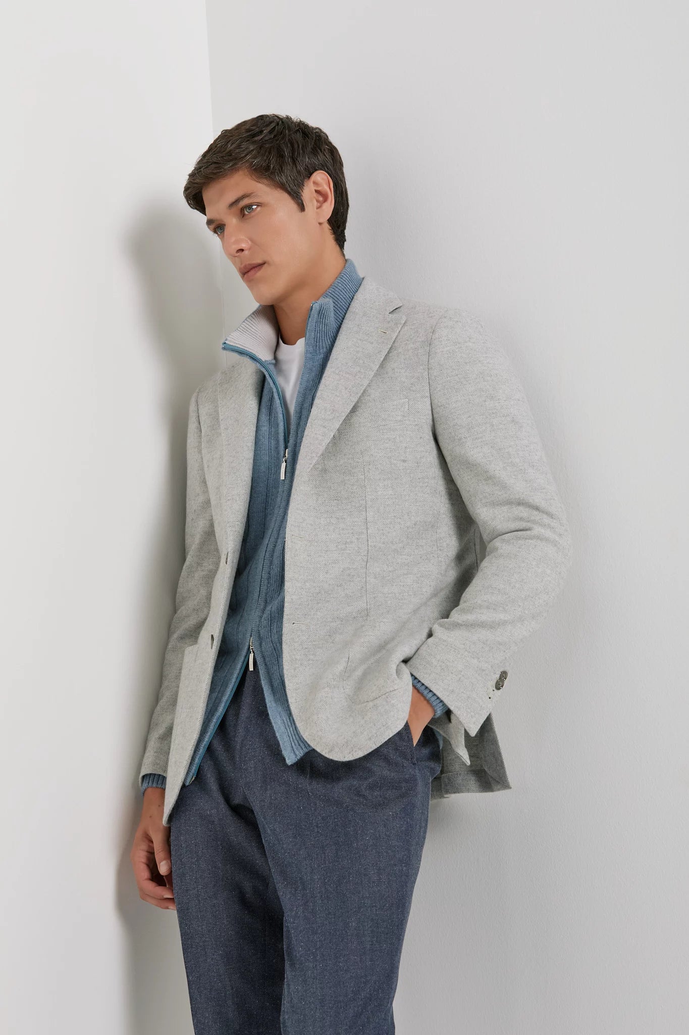 Veste à chevrons gris clair - Made in Italy