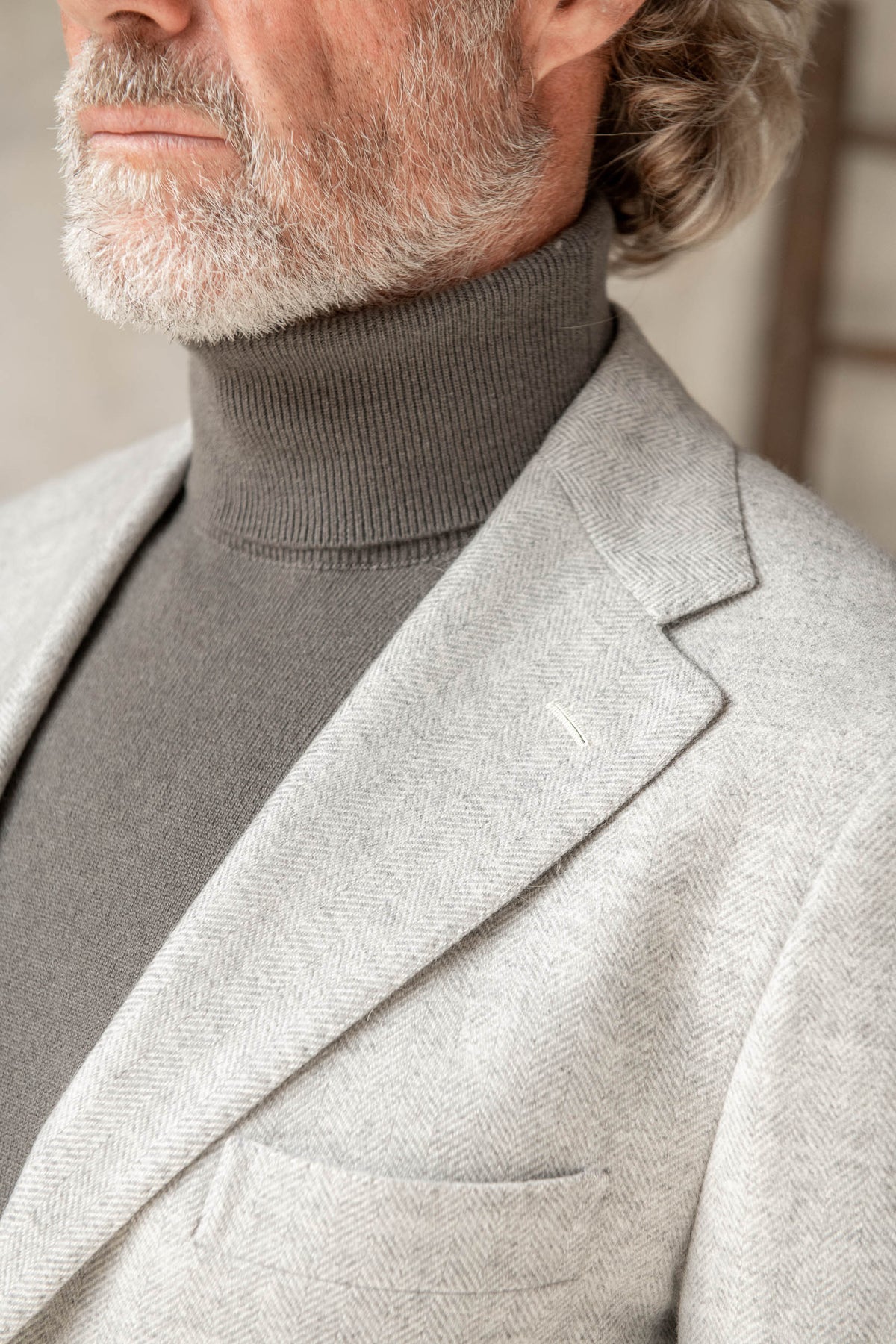 Light grey herringbone jacket Made in Italy