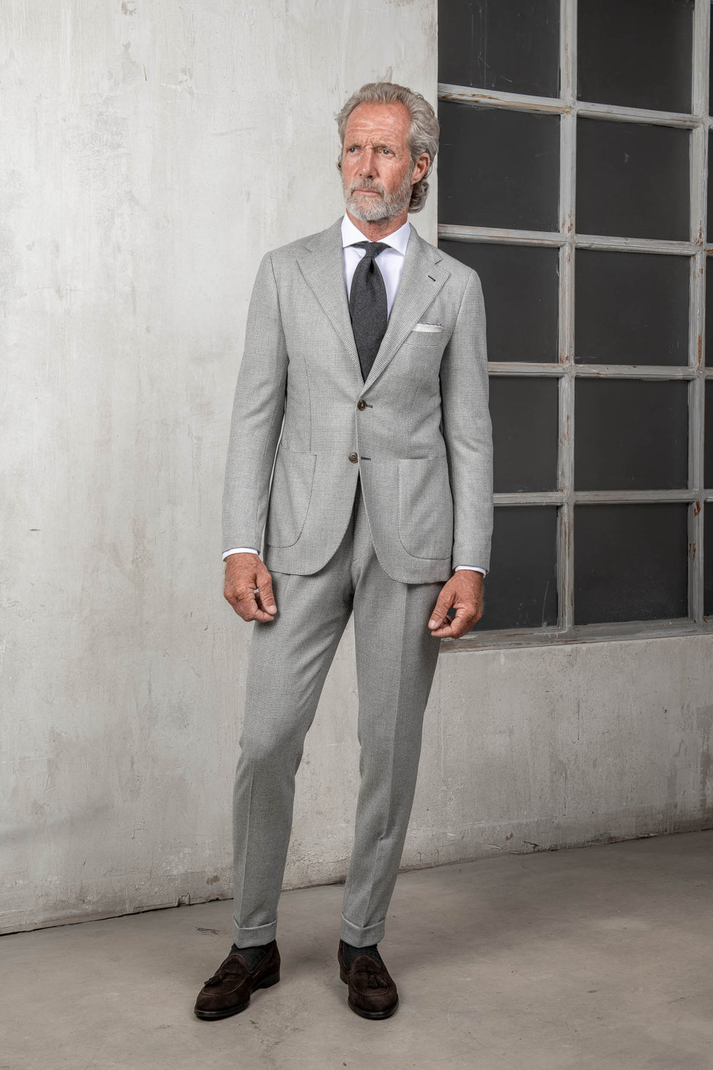 Light grey houndstooth suit | Made in Italy | Pini Parma