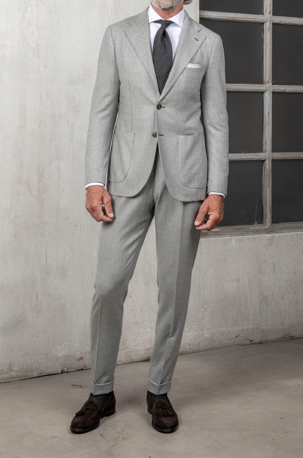 Light grey houndstooth suit | Made in Italy | Pini Parma