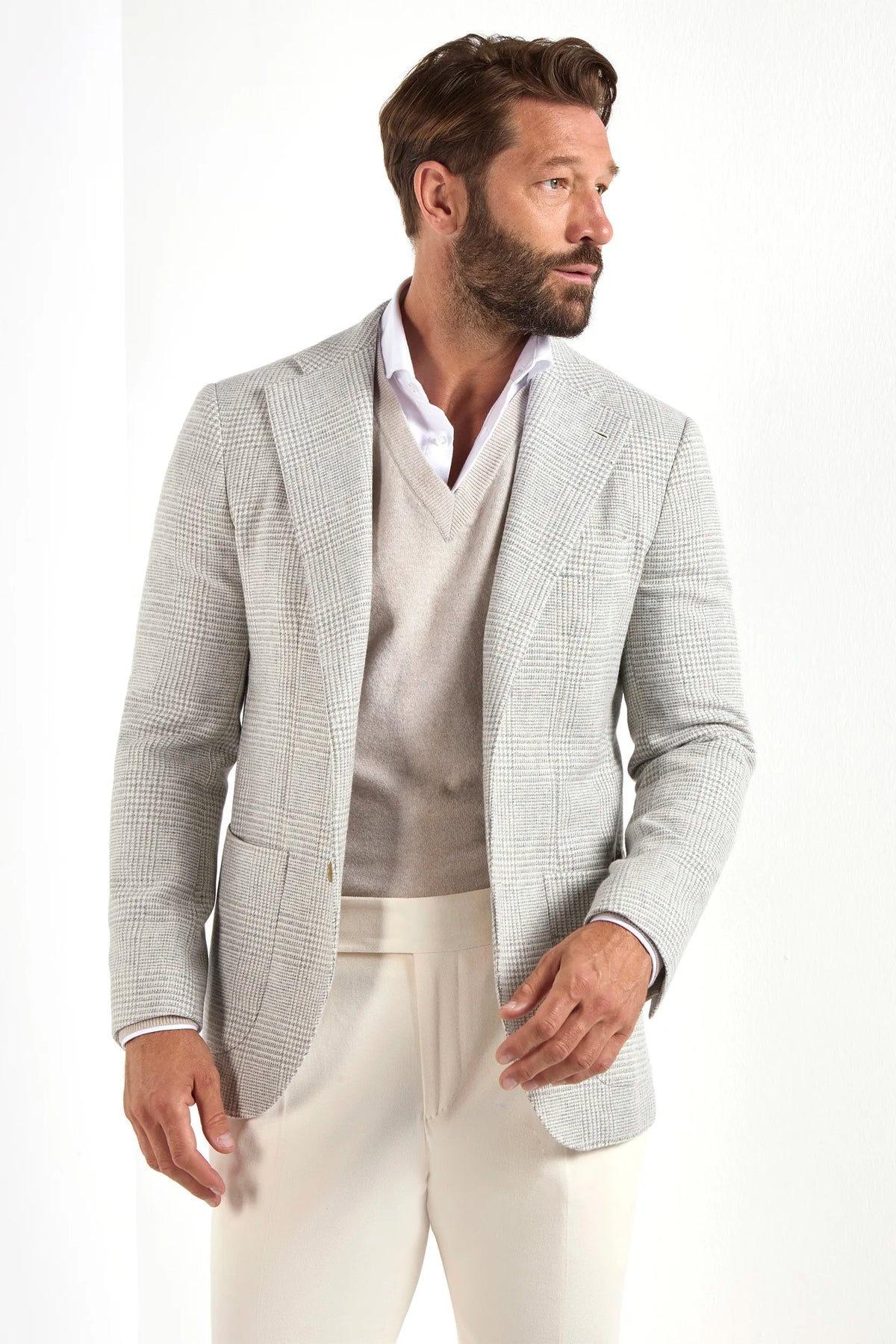 Veste gris clair Prince de Galles - Made in Italy