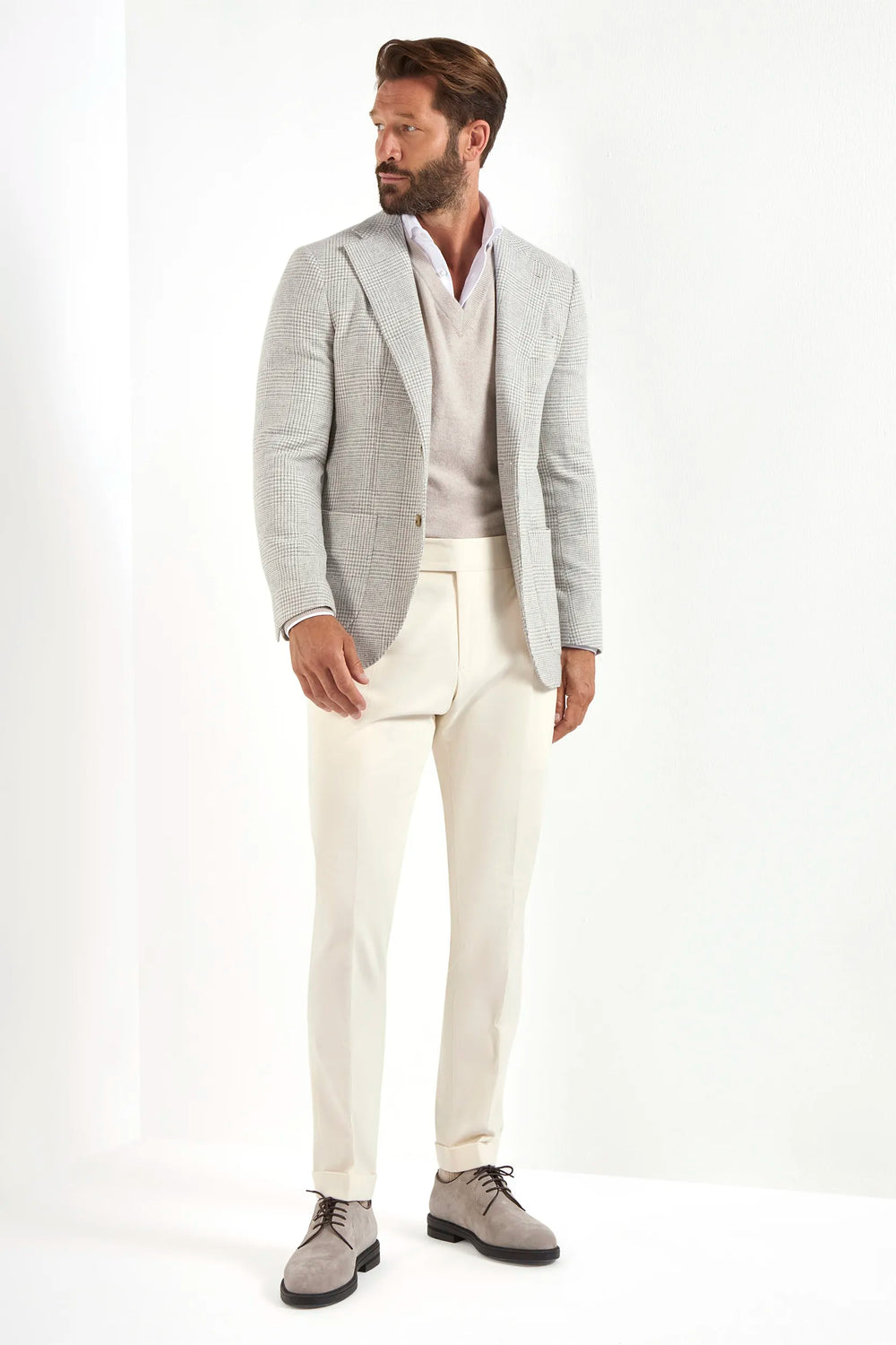 Light grey Prince of Wales jacket - Made in Italy