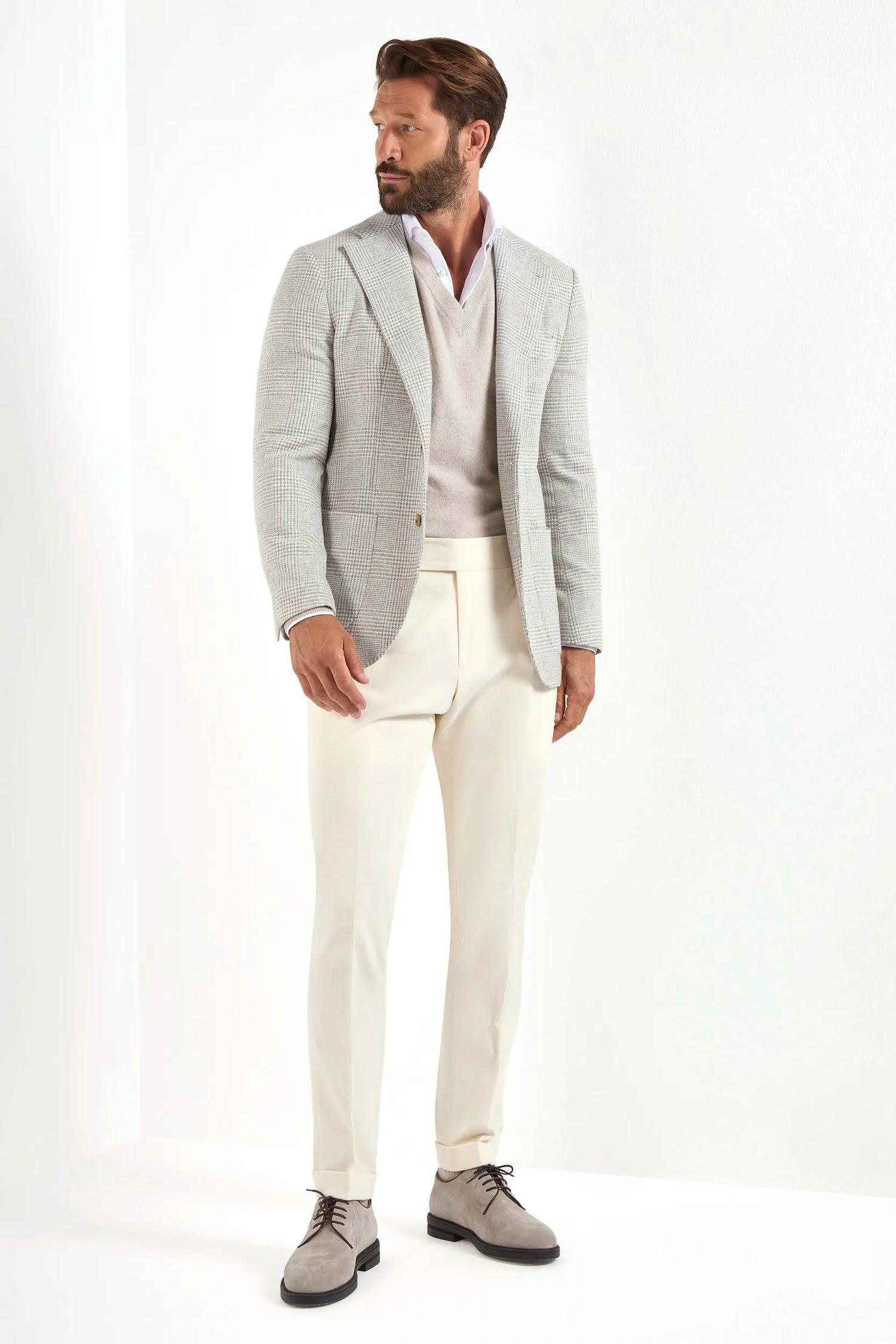 Light grey Prince of Wales jacket - Made in Italy