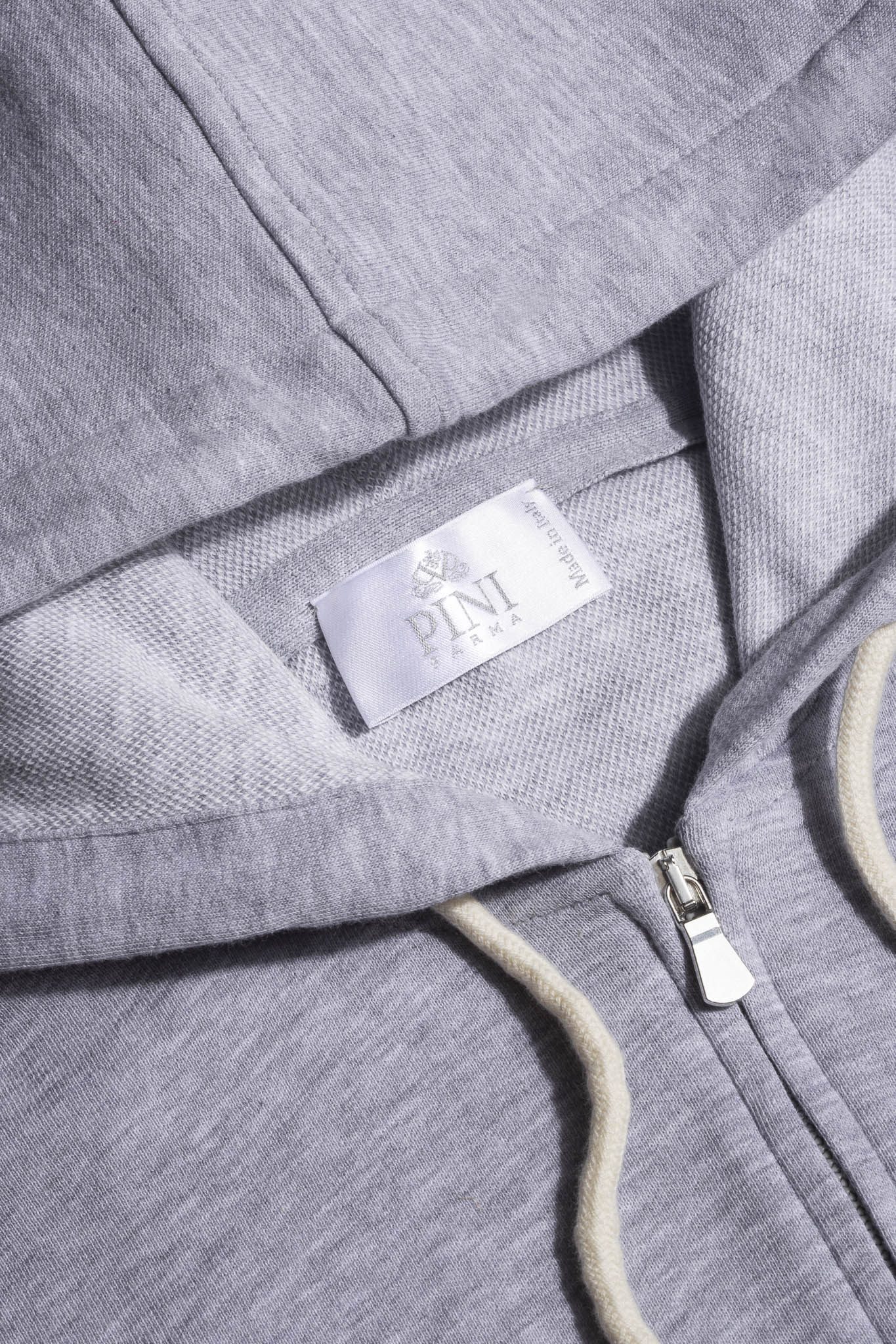 Felpa con cappuccio e zip per il tempo libero grigio chiaro - Made in Italy