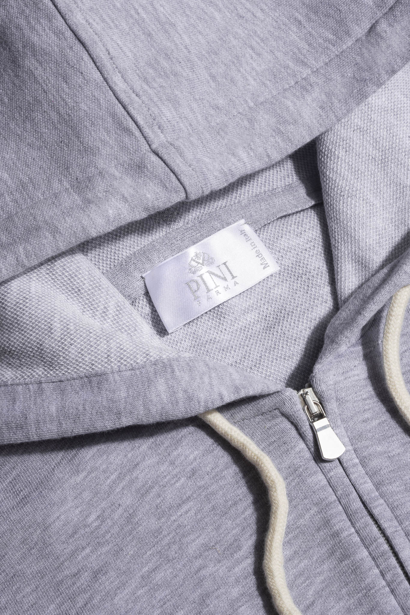 Sweat à capuche zippé Leisure gris clair - Made in Italy