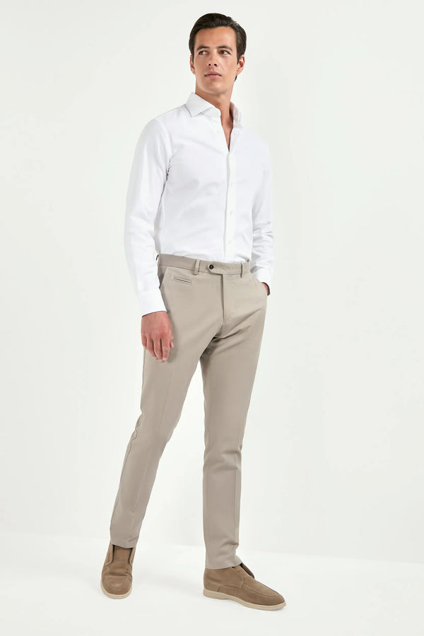 beige cotton and cashmere trousers, men’s tailored trousers, italian trousers made in italy, beige smart trousers, elegant men’s trousers, sartorial trousers, luxury beige trousers, slim fit trousers, flat front trousers, premium italian trousers, refined beige trousers, classic men’s trousers, upscale italian trousers, timeless tailored trousers, sophisticated men’s trousers, modern italian trousers, stylish beige trousers, formal beige trousers, italian craftsmanship trousers, cashmere blend trousers