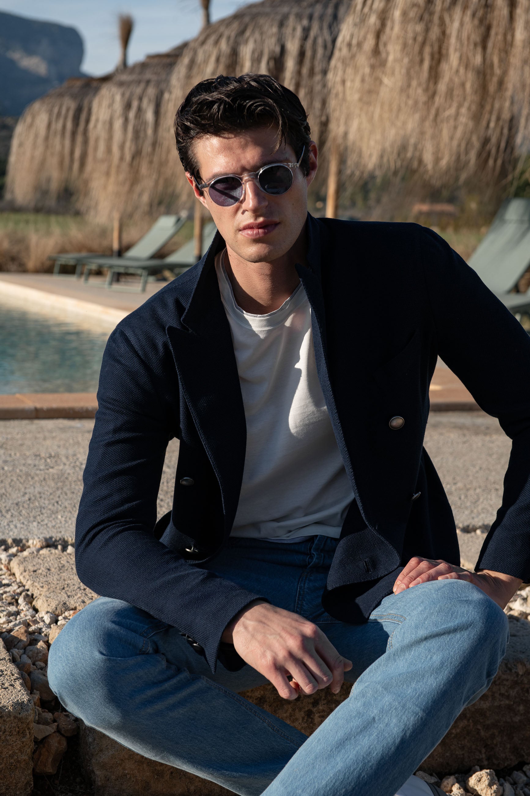Navy Jersey Jacket, Double Breasted Jersey Jacket, Blue Navy Jersey Jacket, Veste en jersey bleu marine, Veste en jersey à double boutonnage, Veste en jersey bleu marine, Giacca in jersey navy, giacca in jersey doppiopetto, giacca in jersey blu navy, 