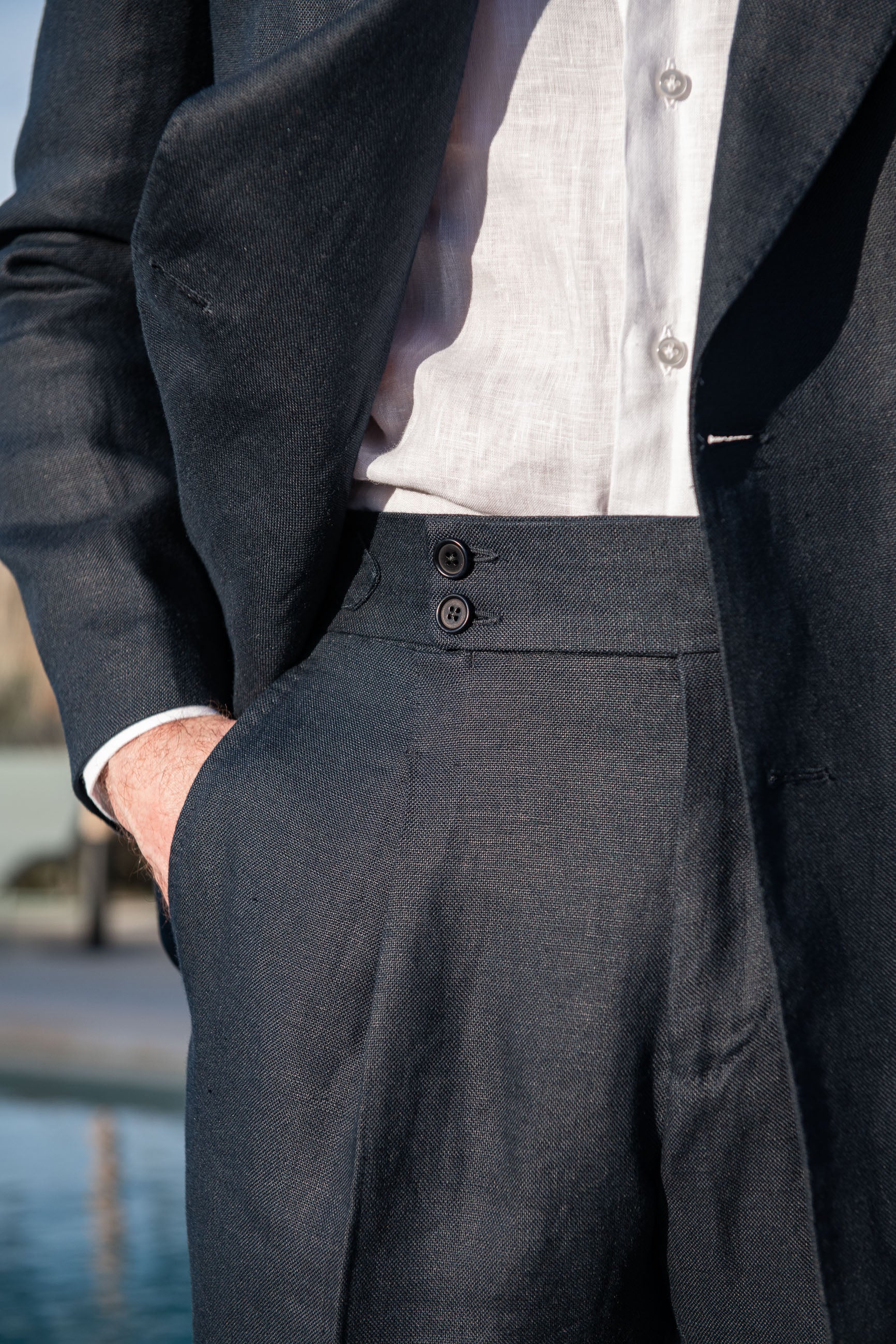Navy linen trousers "Soragna Capsule Collection" - Made in Italy