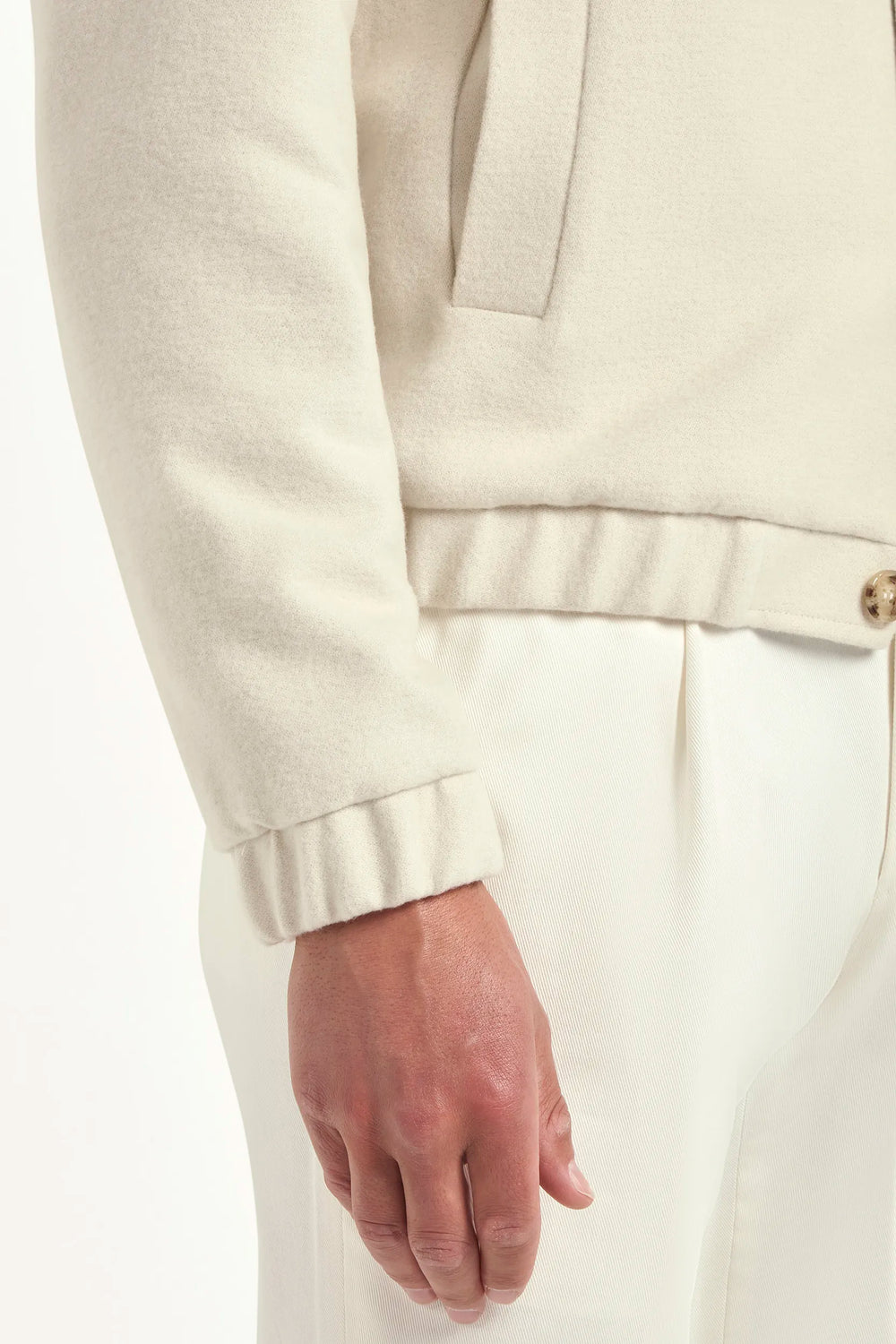 off-white bomber jacket, italian style, made in italy, luxury bomber jacket, elegant menswear jacket, refined casual jacket, premium italian outerwear, versatile bomber, tailored bomber jacket, soft fabric bomber, upscale men's bomber, italian craftsmanship jacket, polished casual outerwear, classic off-white bomber, timeless italian jacket, contemporary bomber design, stylish men's bomber, high-quality bomber jacket, modern italian bomber, sophisticated casual jacket