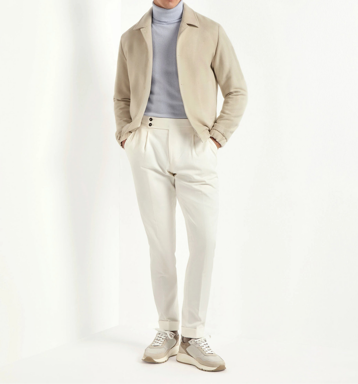 off-white bomber jacket, italian style, made in italy, luxury bomber jacket, elegant menswear jacket, refined casual jacket, premium italian outerwear, versatile bomber, tailored bomber jacket, soft fabric bomber, upscale men's bomber, italian craftsmanship jacket, polished casual outerwear, classic off-white bomber, timeless italian jacket, contemporary bomber design, stylish men's bomber, high-quality bomber jacket, modern italian bomber, sophisticated casual jacket