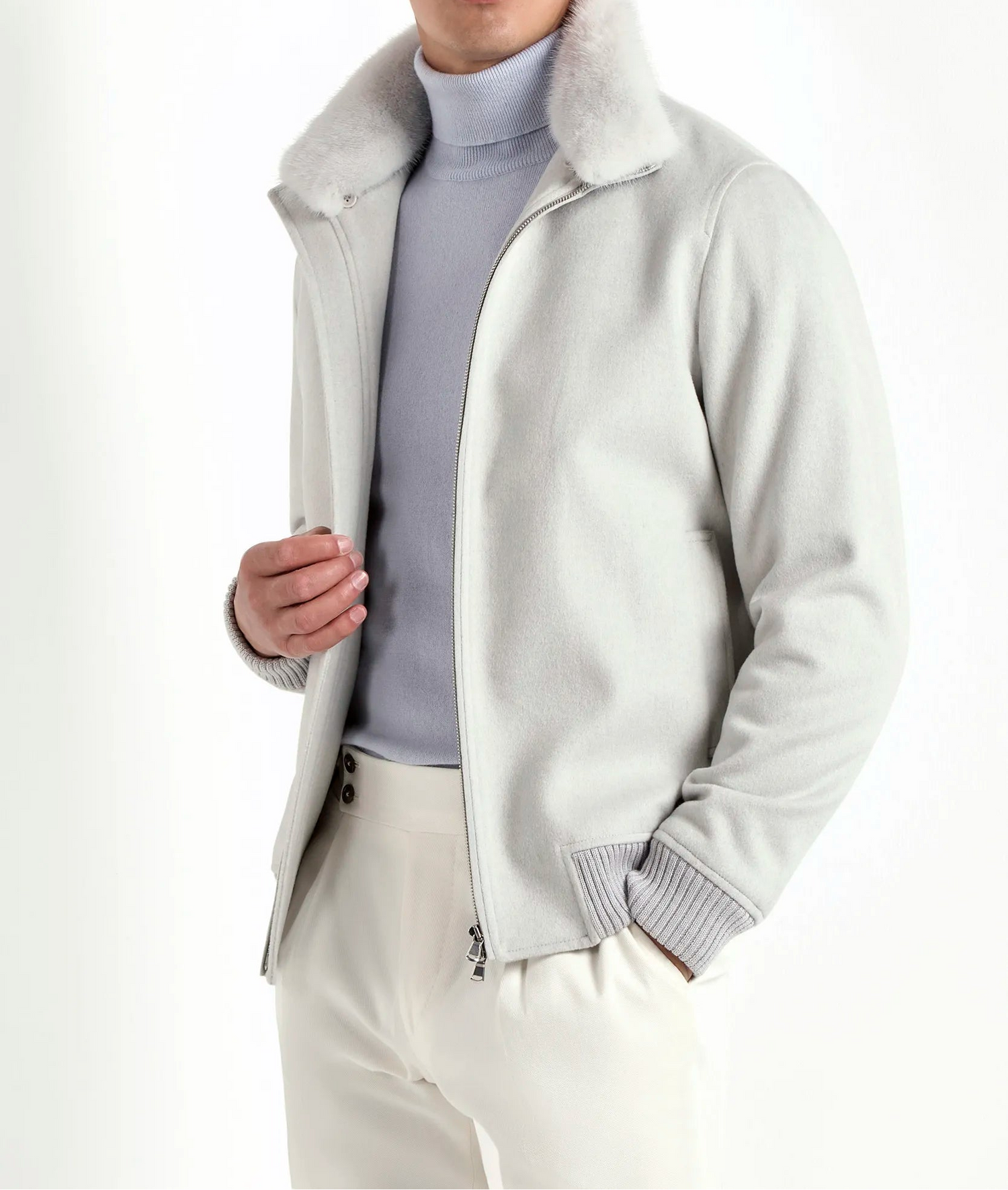 off-white bomber jacket, men wool bomber, italian wool bomber, off-white wool bomber, loro piana wool bomber, loro piana bomber jacket, mink collar bomber jacket, removable mink collar bomber, luxury loro piana bomber, elegant men's loro piana bomber, refined loro piana wool bomber, tailored off-white loro piana bomber, premium italian loro piana bomber, sophisticated loro piana bomber jacket, timeless italian loro piana bomber, upscale men's loro piana bomber, italian craftsmanship loro piana bomber