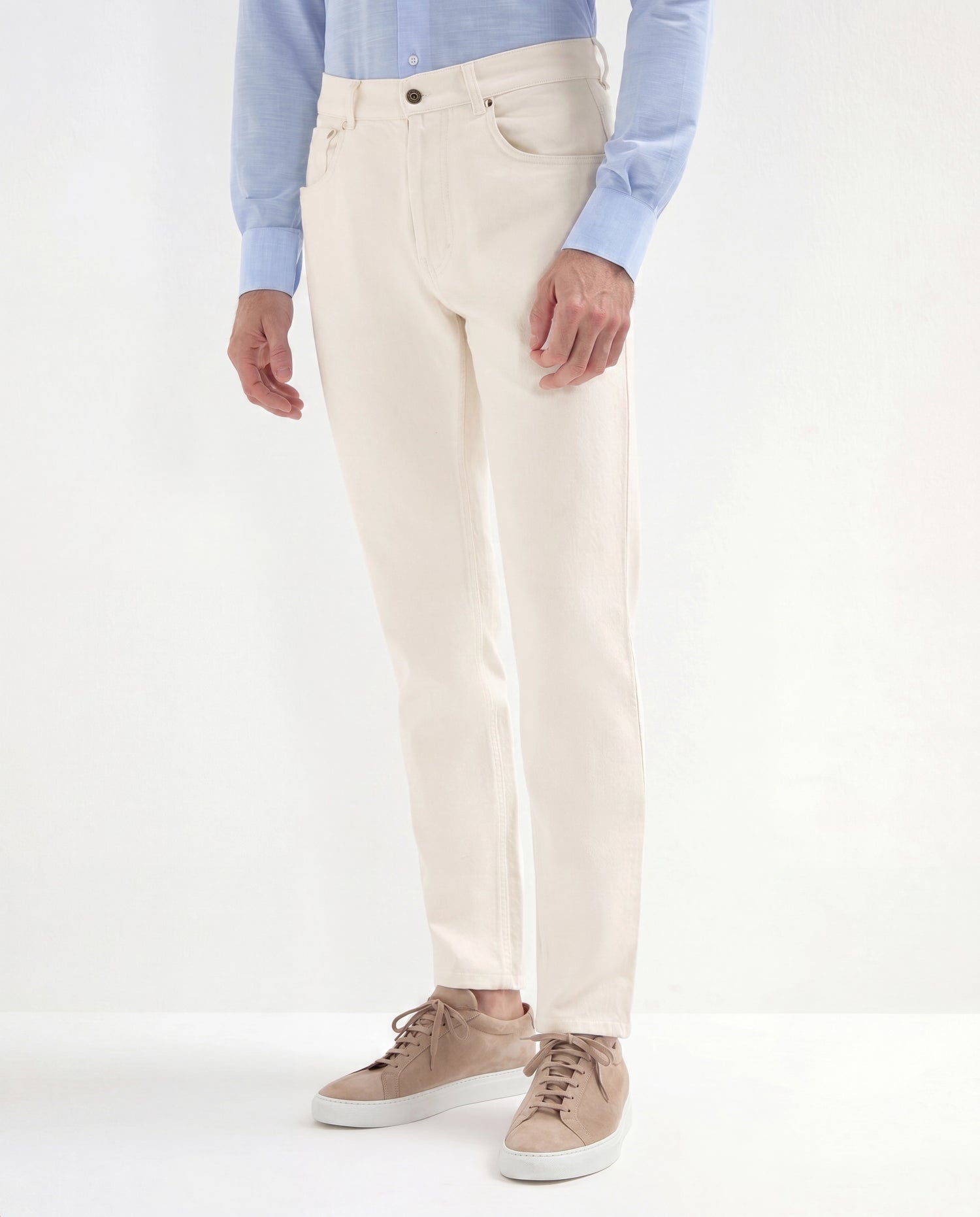 Men Pini Parma off-white jeans made in italy in cotton and cashmere 
