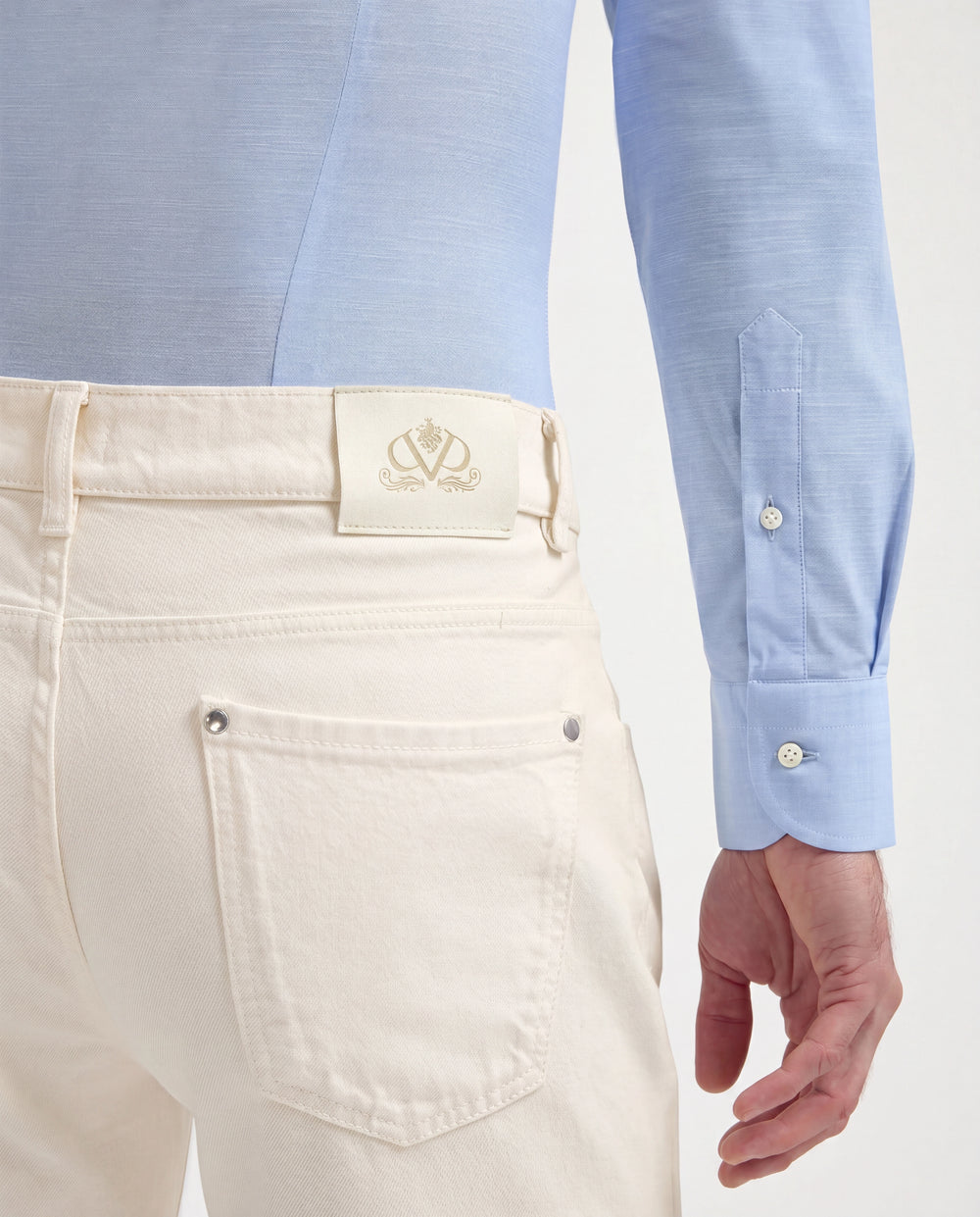 Men Pini Parma off-white jeans made in italy in cotton and cashmere 