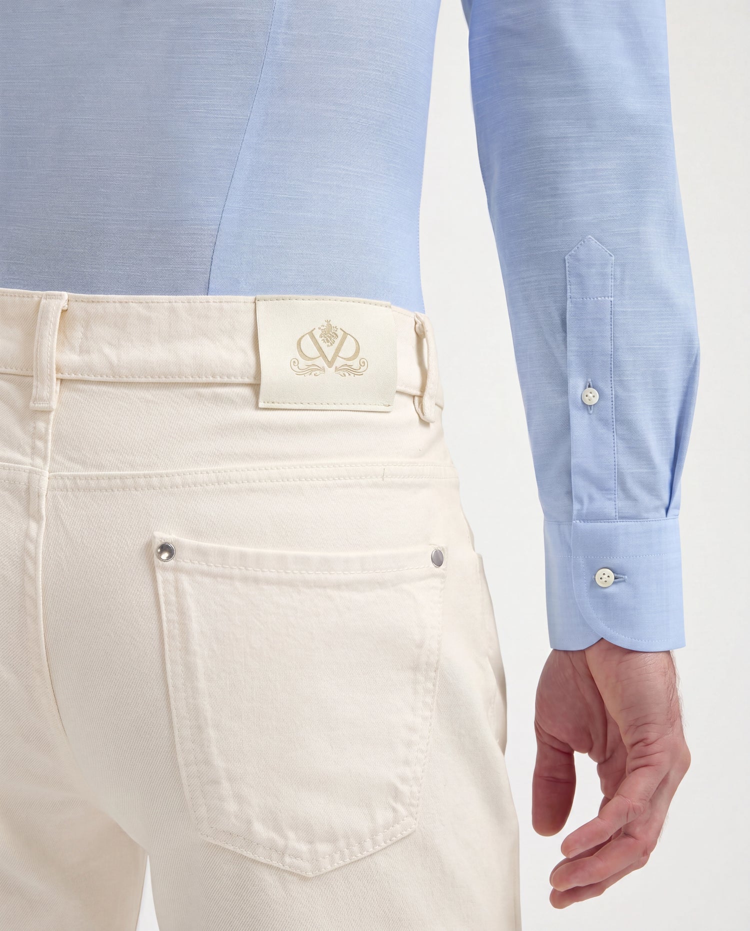 Men Pini Parma off-white jeans made in italy in cotton and cashmere 