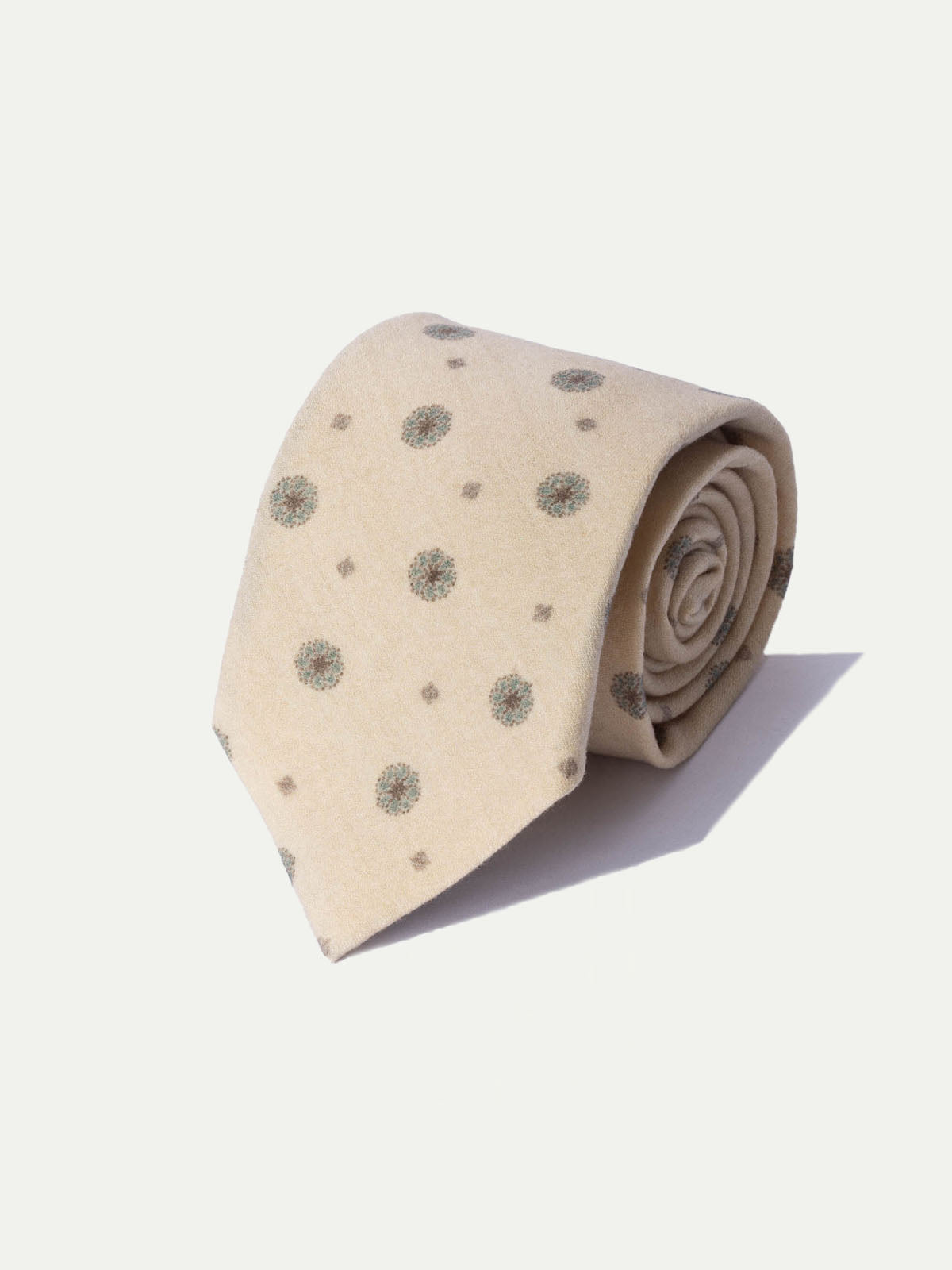 Cravate fantaisie blanc cassé - Made In Italy