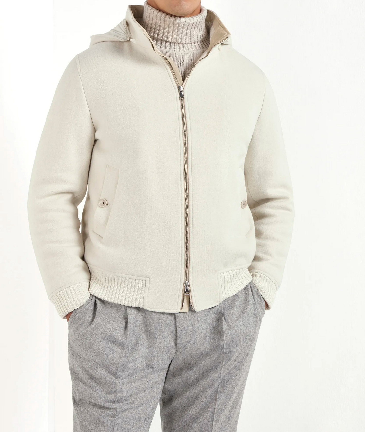 off white hooded bomber, men's hooded bomber, italian hooded bomber, off white bomber jacket, luxury men's bomber, elegant men's bomber, refined hooded bomber, tailored off white bomber, premium italian bomber, sophisticated men's bomber, timeless italian bomber, upscale men's bomber, classic off white bomber, italian craftsmanship bomber, premium men's off white bomber, refined italian bomber