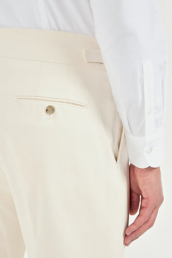 off-white limited edition trousers, men’s tailored trousers, italian wool trousers, off-white smart trousers, limited edition trousers, high-rise slim fit trousers, kissing pleats trousers, side adjusters trousers, large split waistband trousers, elegant men’s trousers, refined italian trousers, luxury off-white trousers, premium italian trousers, hand-finished bespoke trousers, sophisticated men’s trousers, timeless tailored trousers, italian craftsmanship trousers, made in italy trousers, modern tailored 