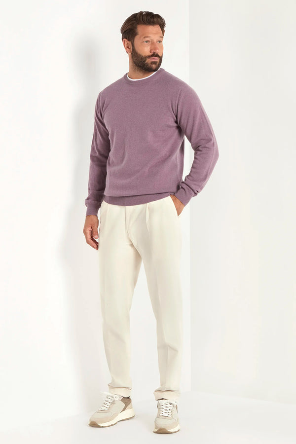 Plum cashmere round neck – Made in italy