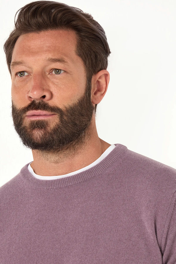 Plum cashmere round neck – Made in italy
