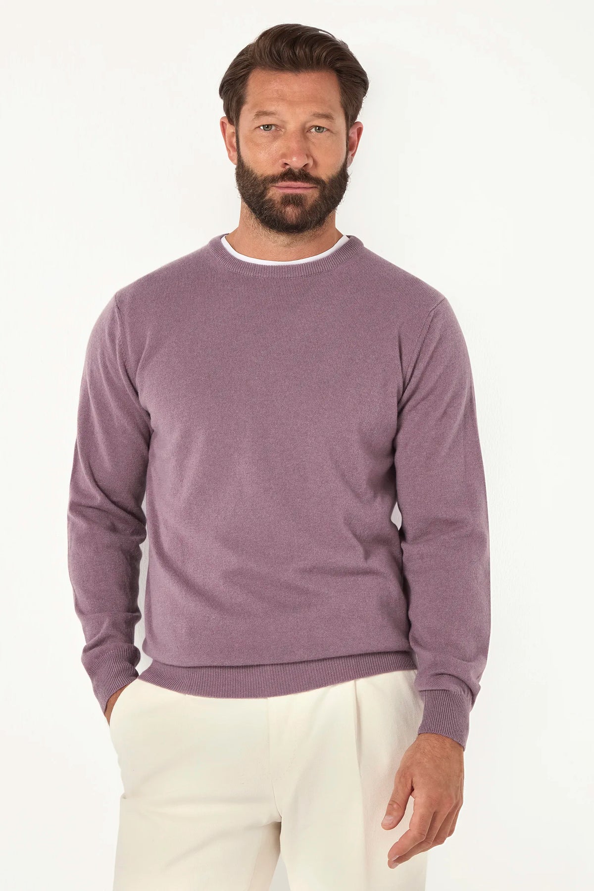 Girocollo prugna in cashmere – Made in Italy