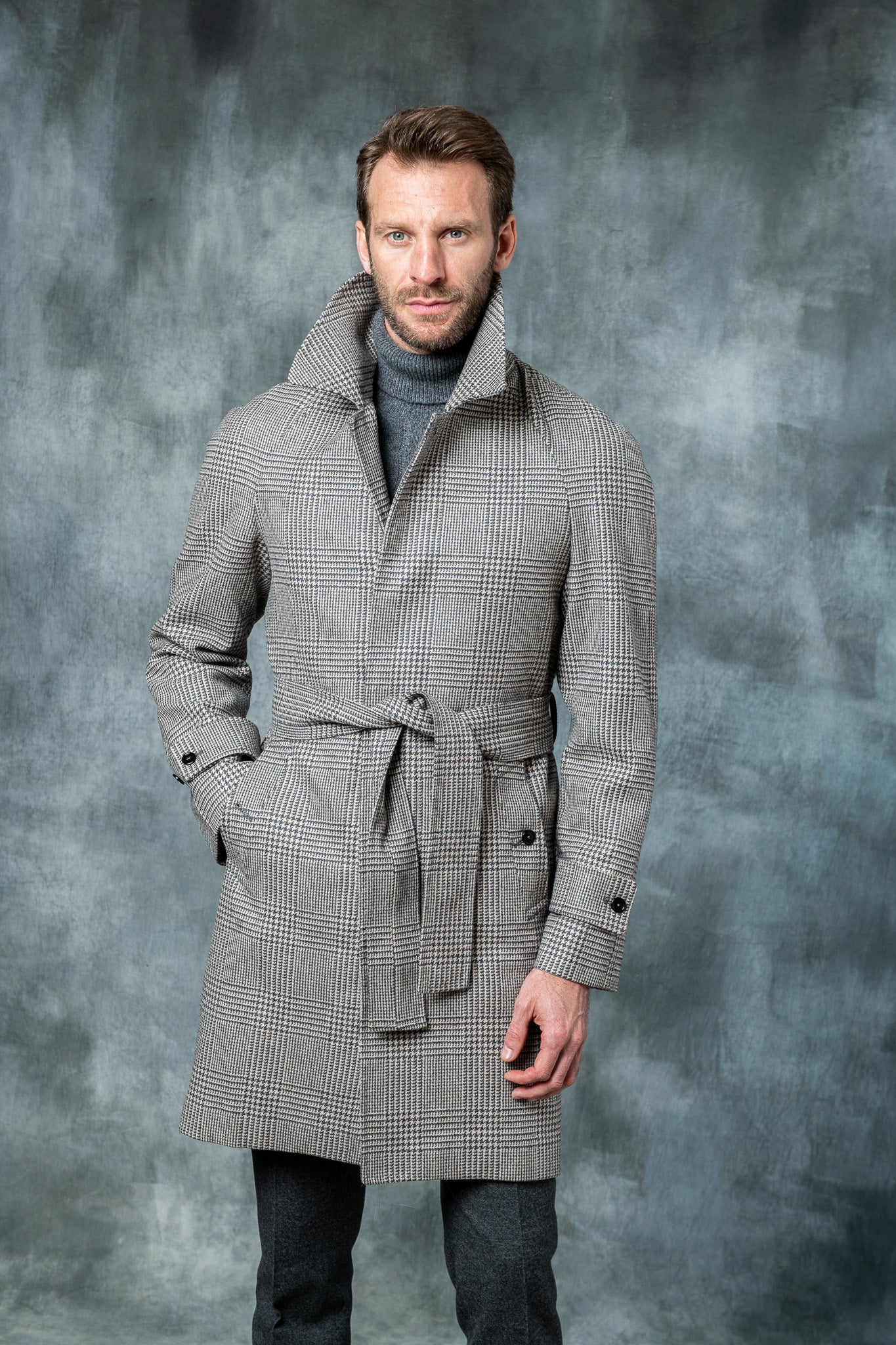 Brown Prince of Wales Raglan coat – Made in Italy