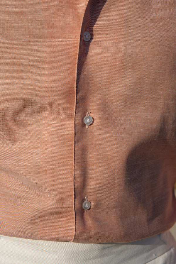 Camicia in cotone chambray ruggine - Made in Italy