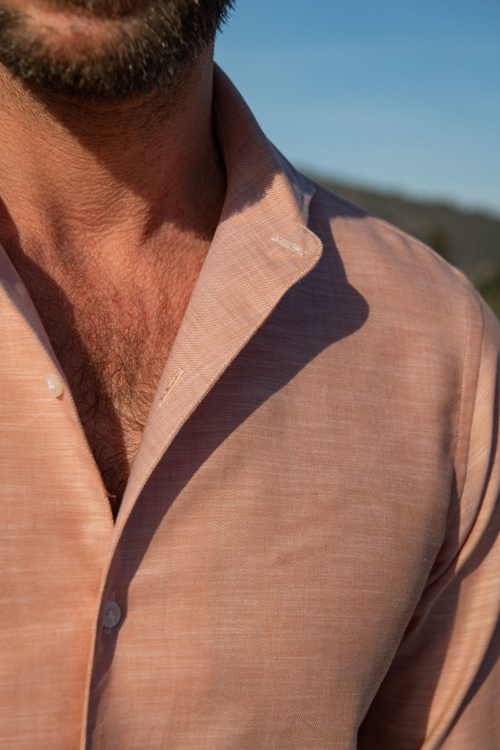Camicia in cotone chambray ruggine - Made in Italy