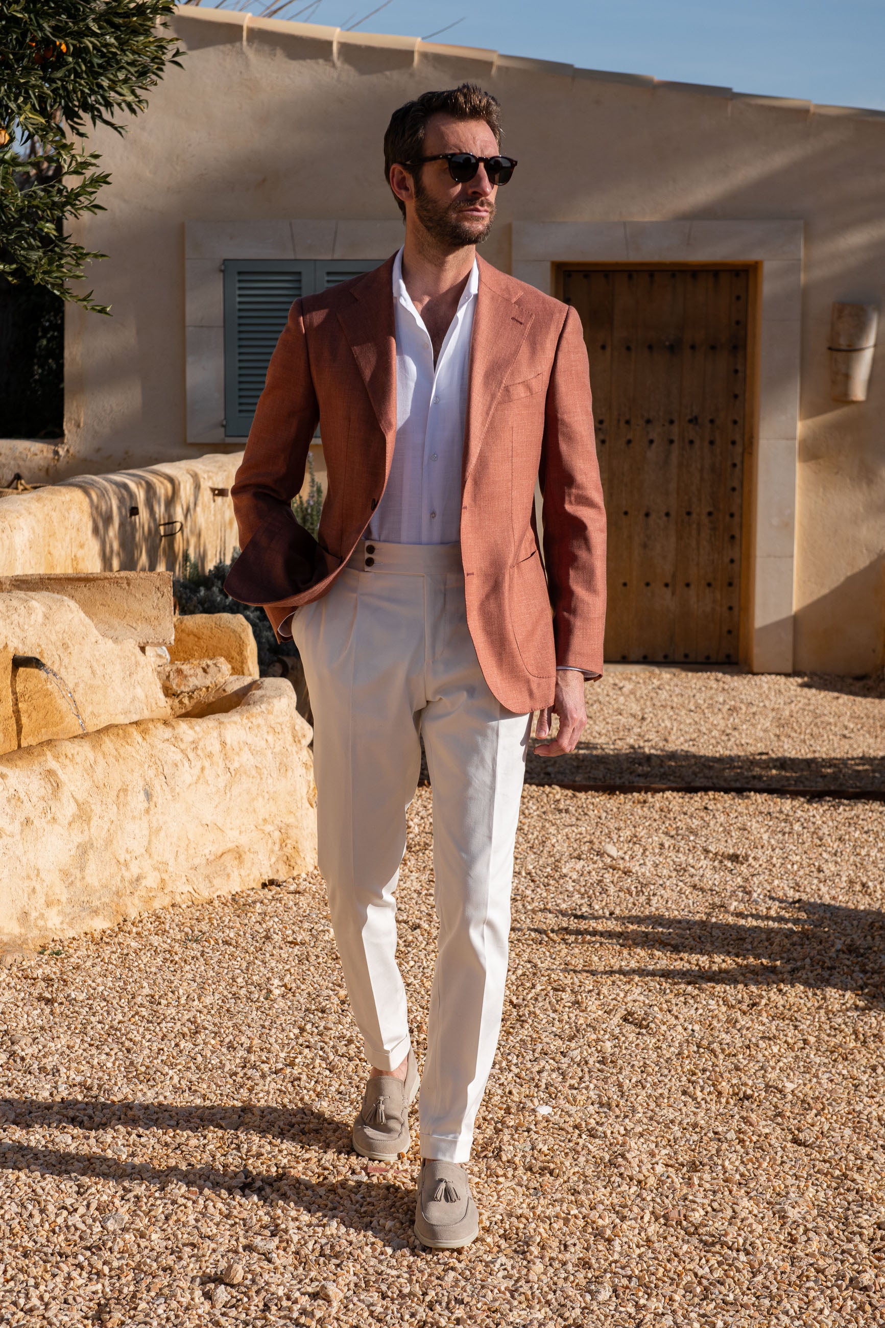 Rusty wool linen and silk jacket - Made in Italy