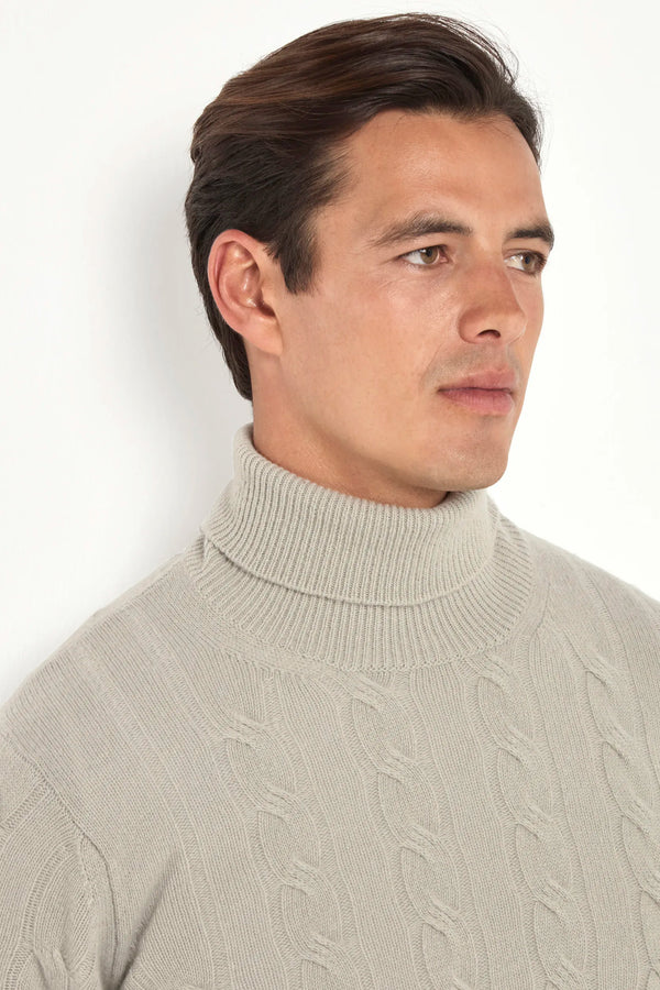 cable knit turtleneck, light sage turtleneck, italian style, made in italy, superfine merino wool turtleneck, textured knit sweater, winter wardrobe essential, elegant merino knitwear, refined turtleneck sweater, premium italian knitwear, layering turtleneck, fine merino roll-neck, lightweight winter top, tailored cable knit, versatile menswear turtleneck, minimalist winter sweater, italian craftsmanship sweater, cozy stylish turtleneck, soft textured knit