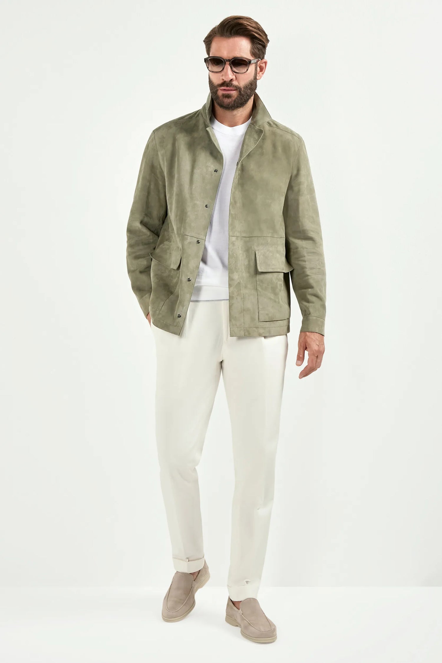 Sage suede jacket - Made in Italy