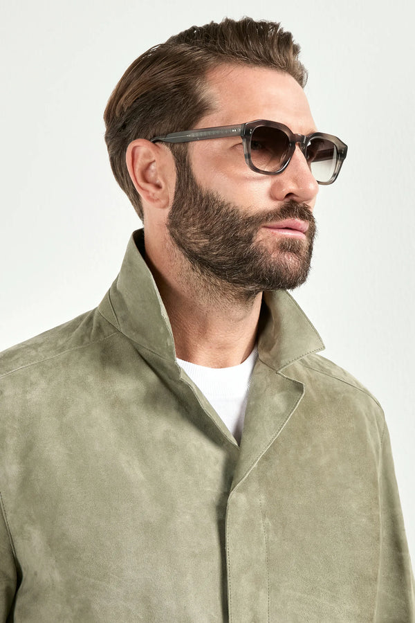 Men Pini Parma sage suede jacket made ihn italy in 100% leather 