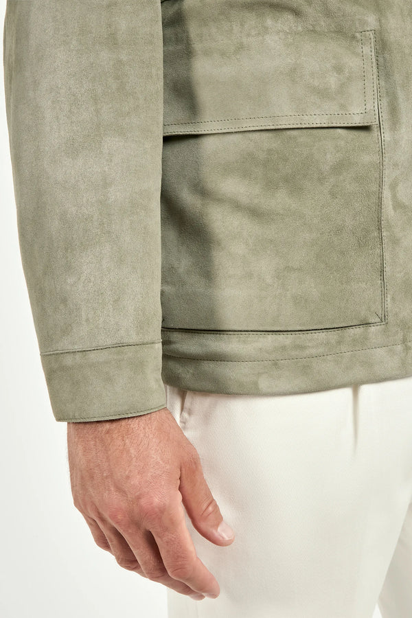 Men Pini Parma sage suede jacket made ihn italy in 100% leather 