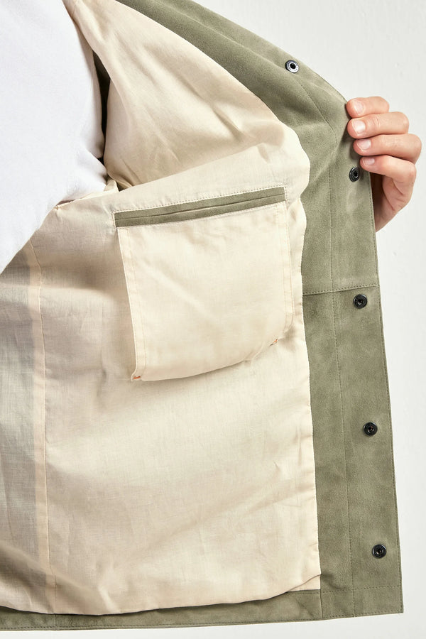 Men Pini Parma sage suede jacket made ihn italy in 100% leather 