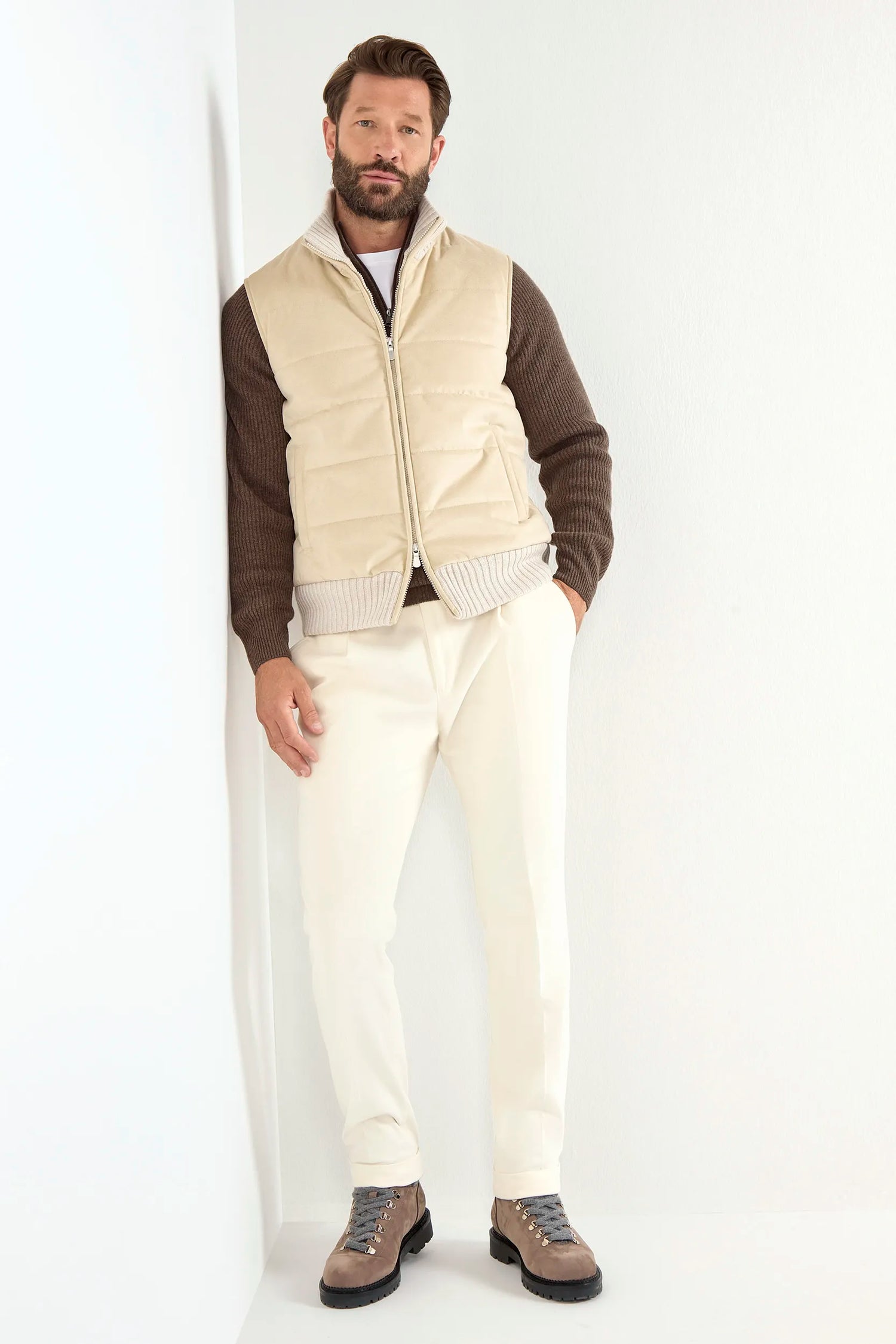 Gilet en alcantara sable - Made in Italy