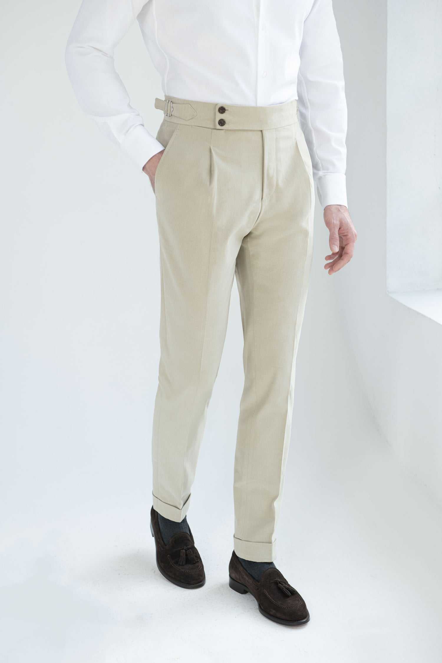 Pantaloni Soragna in cotone color sabbia - Made in Italy