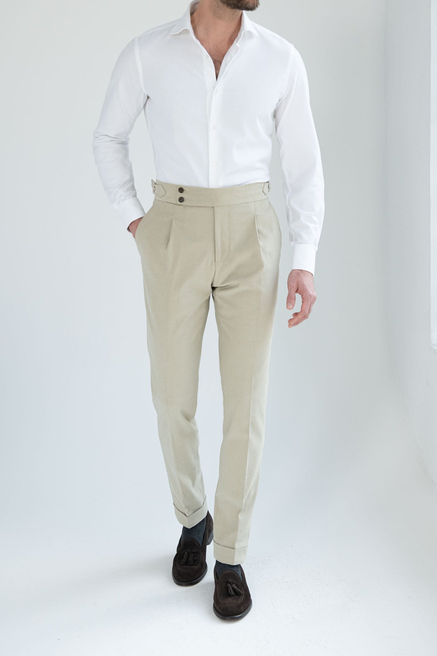 Pantaloni Soragna in cotone color sabbia - Made in Italy