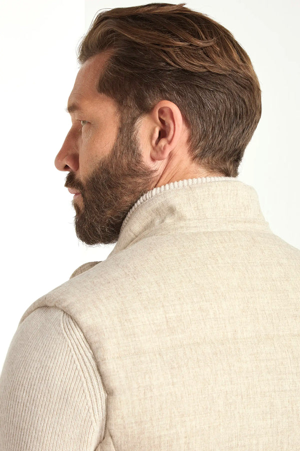 Sand flannel and knit hooded jacket - Made in Italy