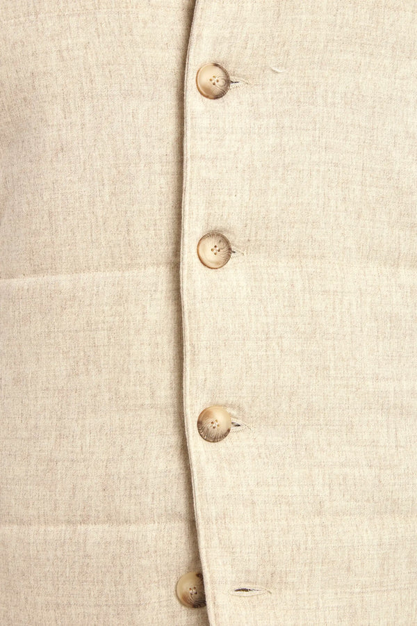 Sand flannel and knit hooded jacket - Made in Italy