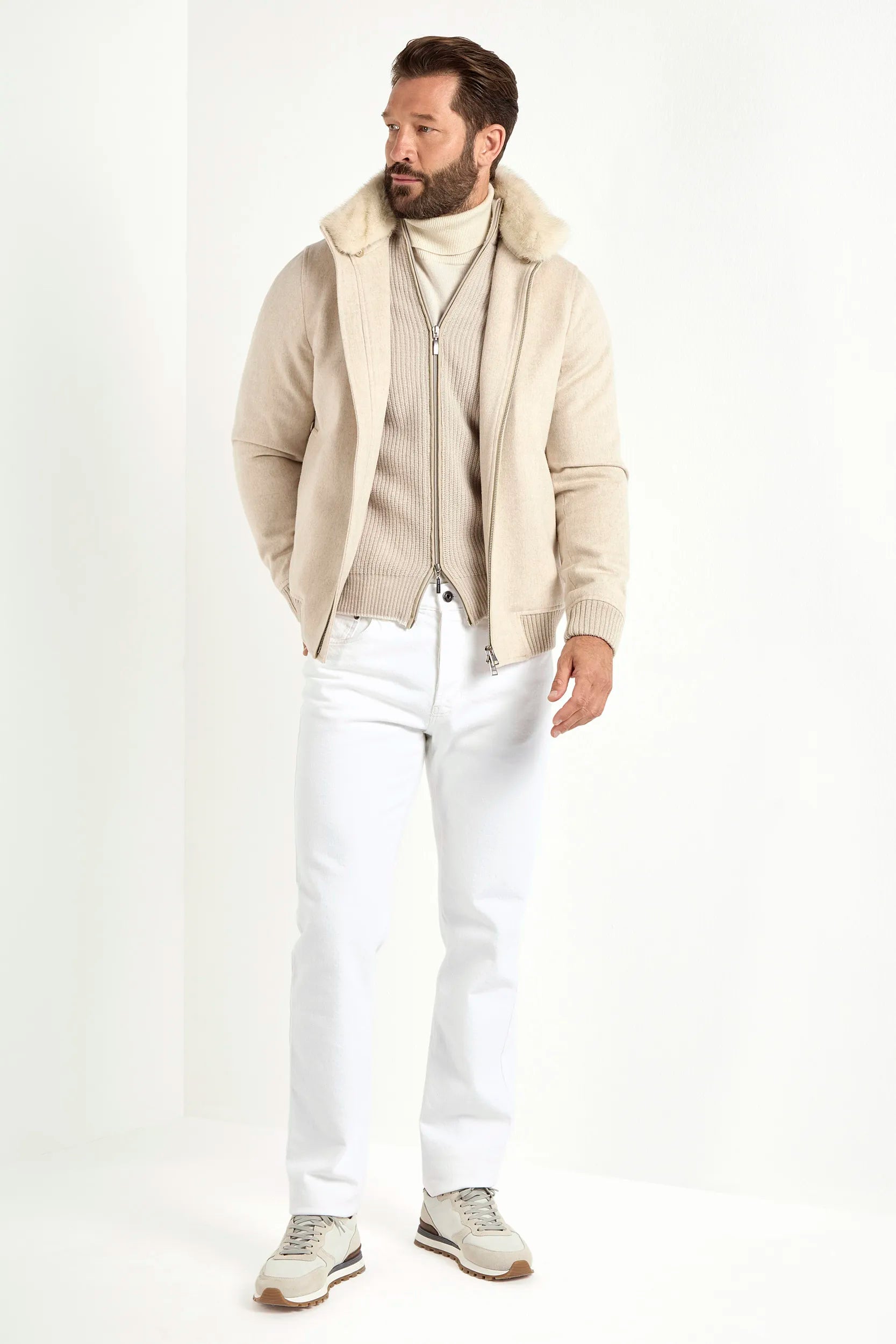 beige bomber jacket, men wool bomber, italian wool bomber, beige wool bomber, loro piana wool bomber, loro piana bomber jacket, mink collar bomber jacket, removable mink collar bomber, luxury loro piana bomber, elegant men's loro piana bomber, refined loro piana wool bomber, tailored beige loro piana bomber, premium italian loro piana bomber, sophisticated loro piana bomber jacket, timeless italian loro piana bomber, upscale men's loro piana bomber, italian craftsmanship loro piana bomber