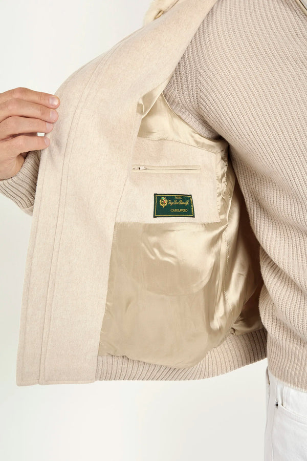 Sand bomber with removable mink collar – Made in Italy
