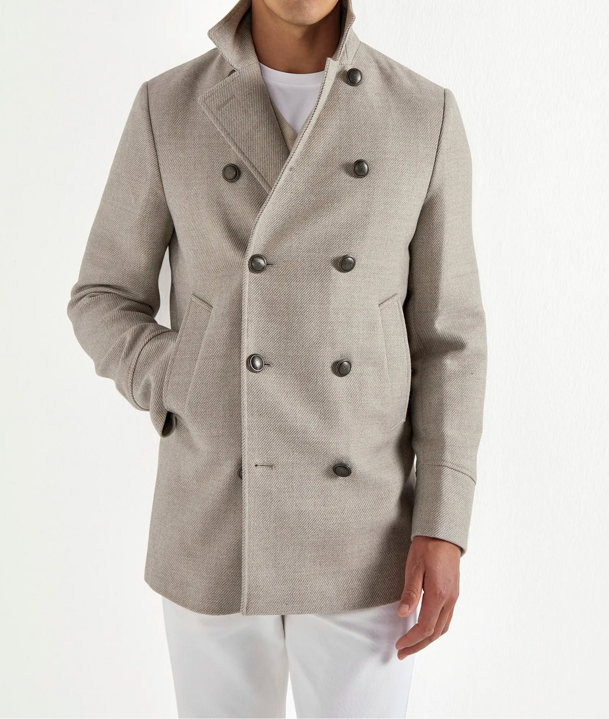Pini Parma men made in italy sand peacoat