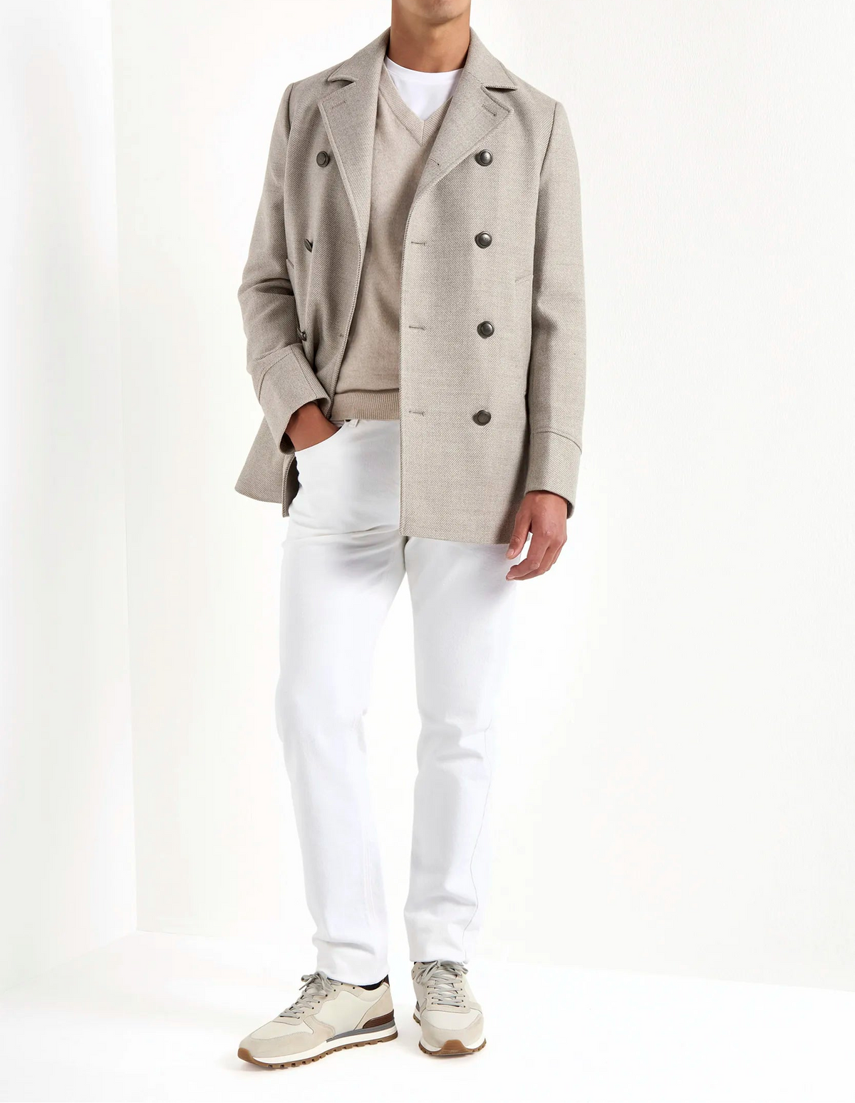 Pini Parma men made in italy sand peacoat