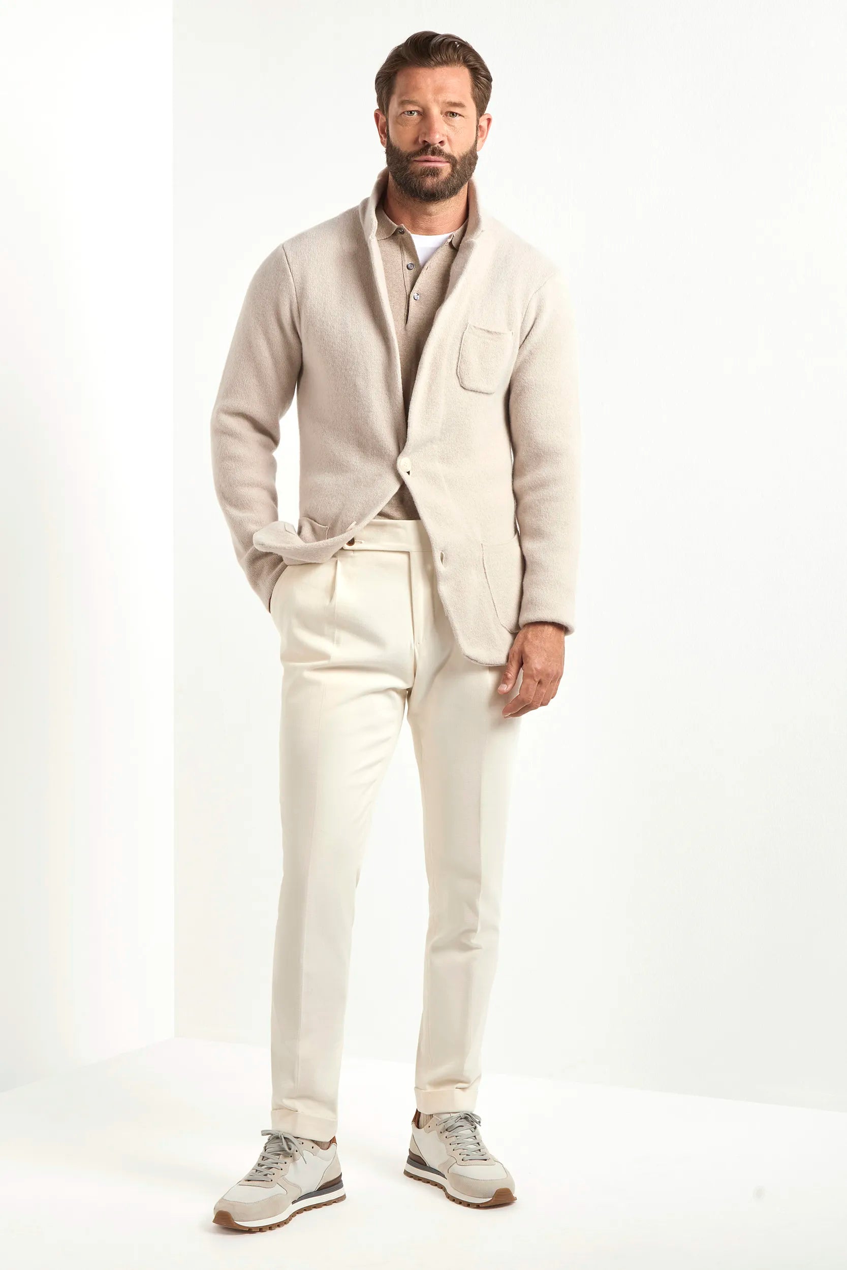 WOOL CASHMERE KNIT stone white lidnm