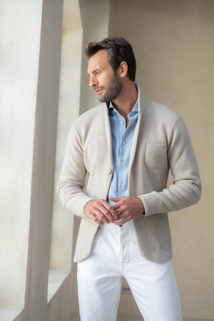 Stone KNITTED JACKET – WOOL AND CASHMERE | Made in Italy | Pini Parma